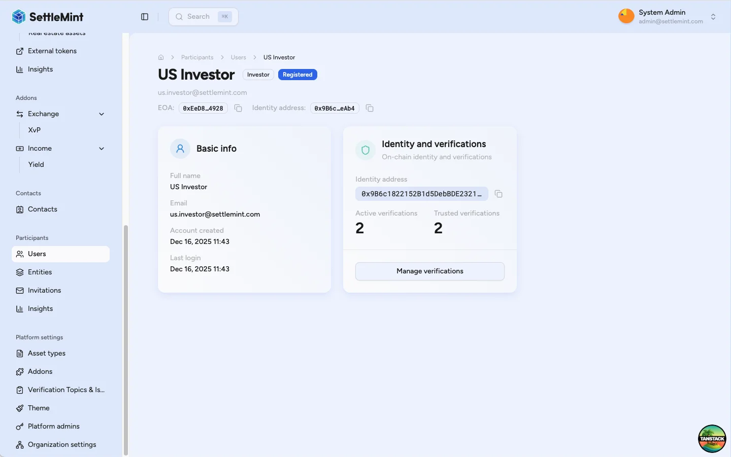 User profile showing Registered status