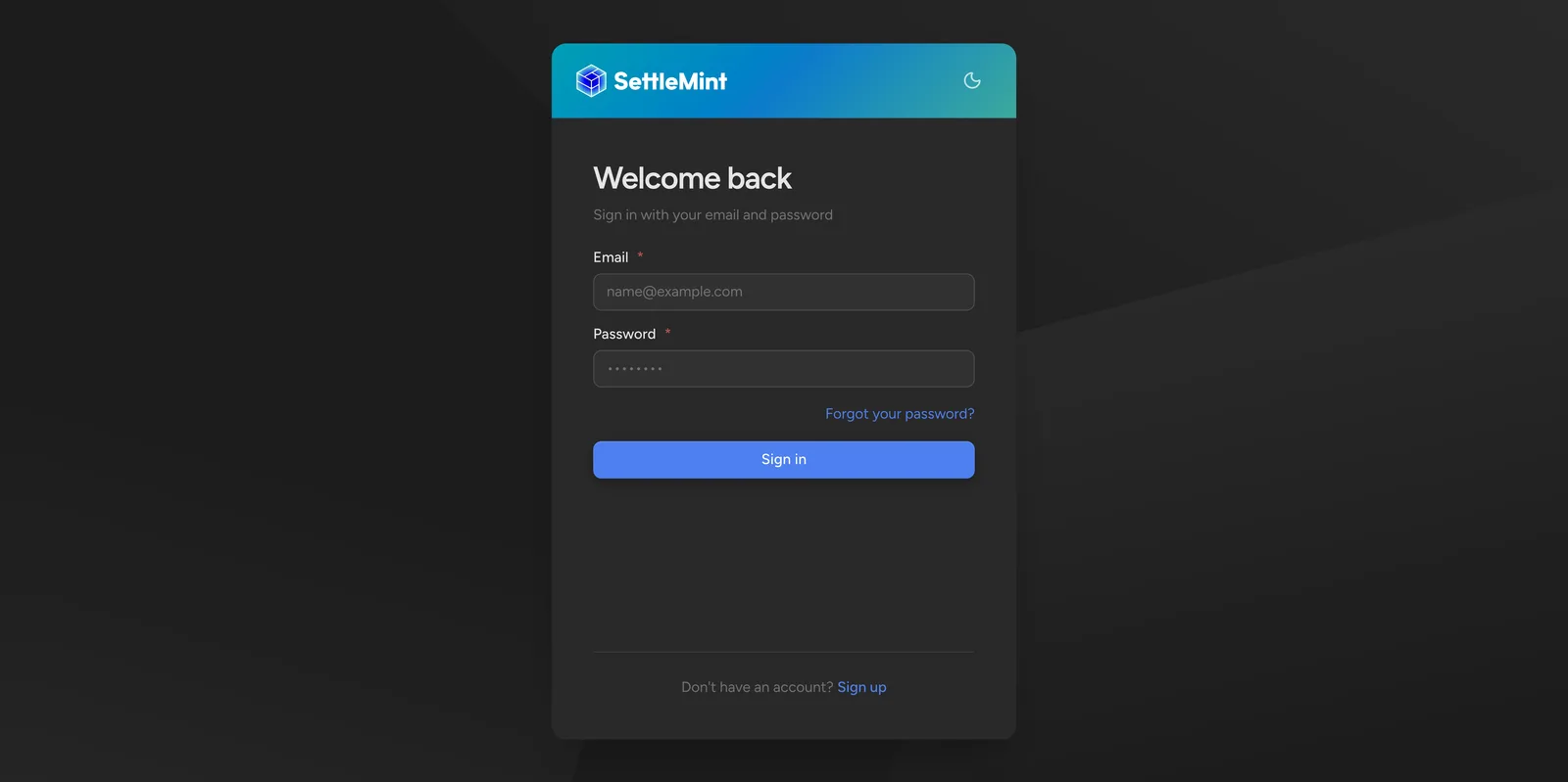 New user login page for first-time onboarding