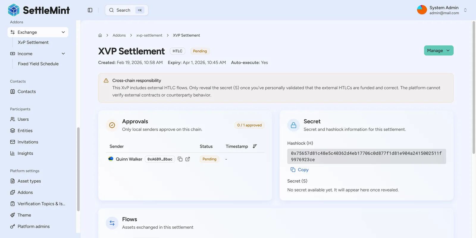 Active settlement transaction monitoring
