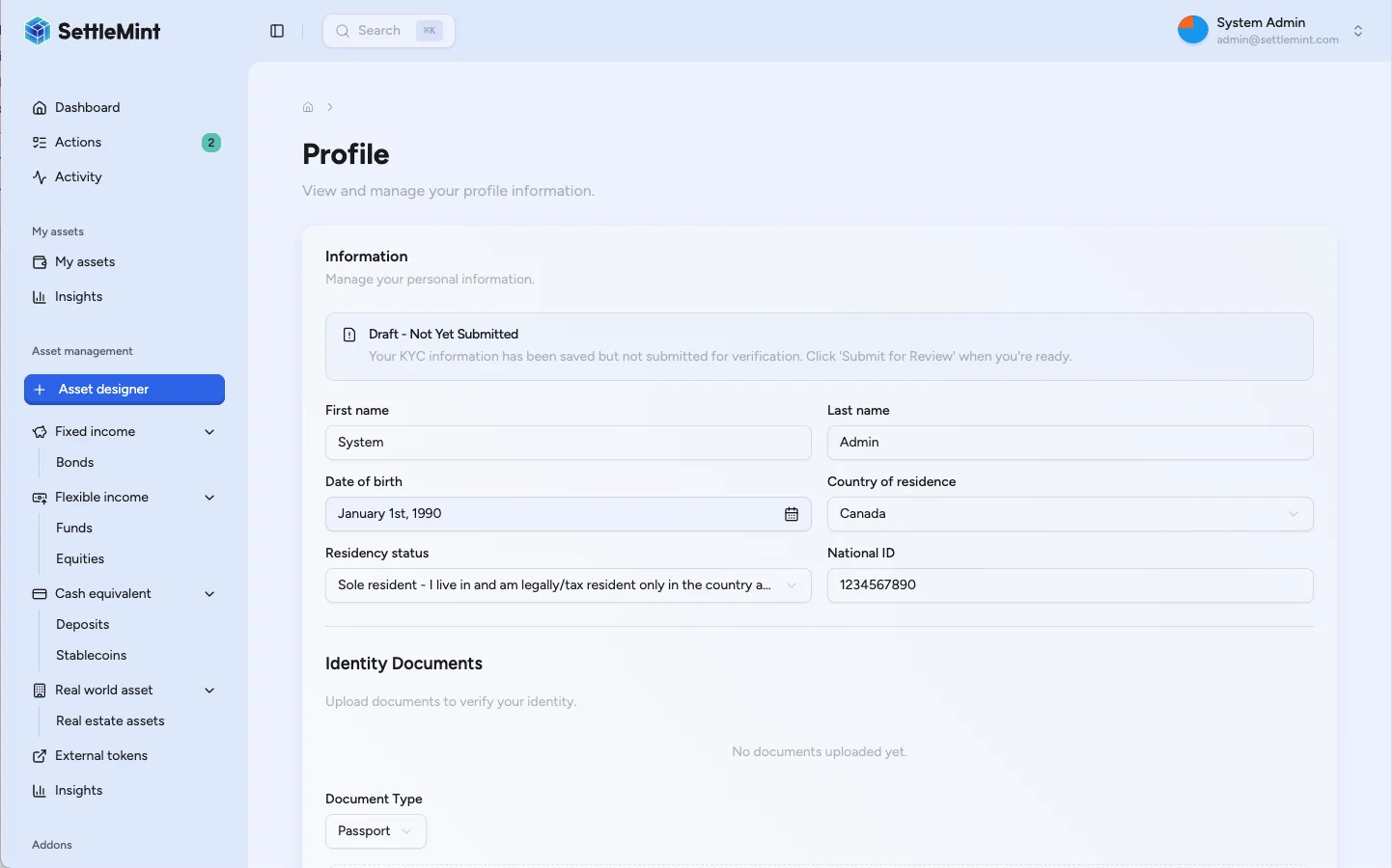 KYC profile card